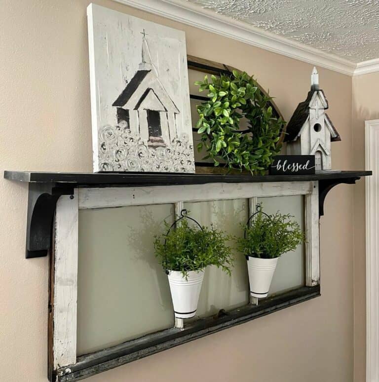 DIY Farmhouse Shelf in Black and White