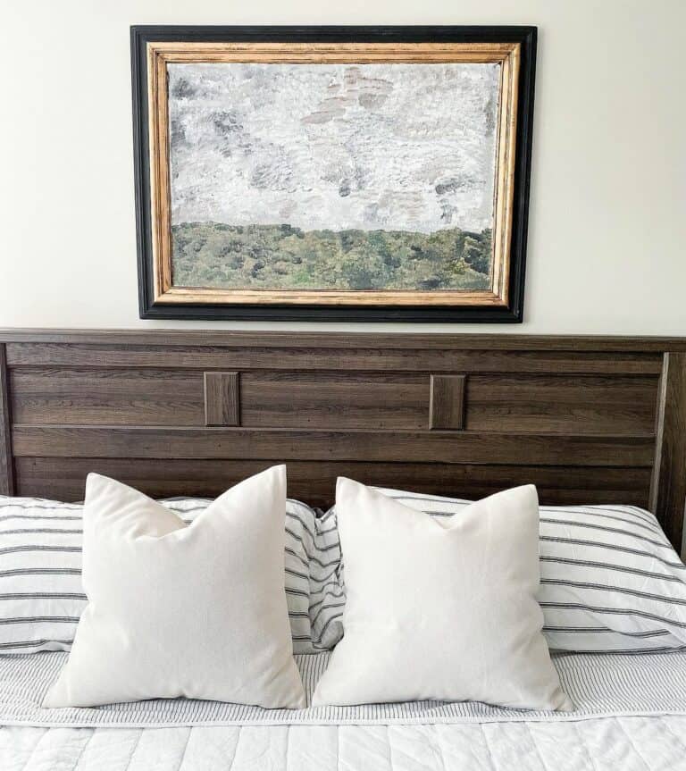 Dark Espresso Headboard With Impressionist Painting