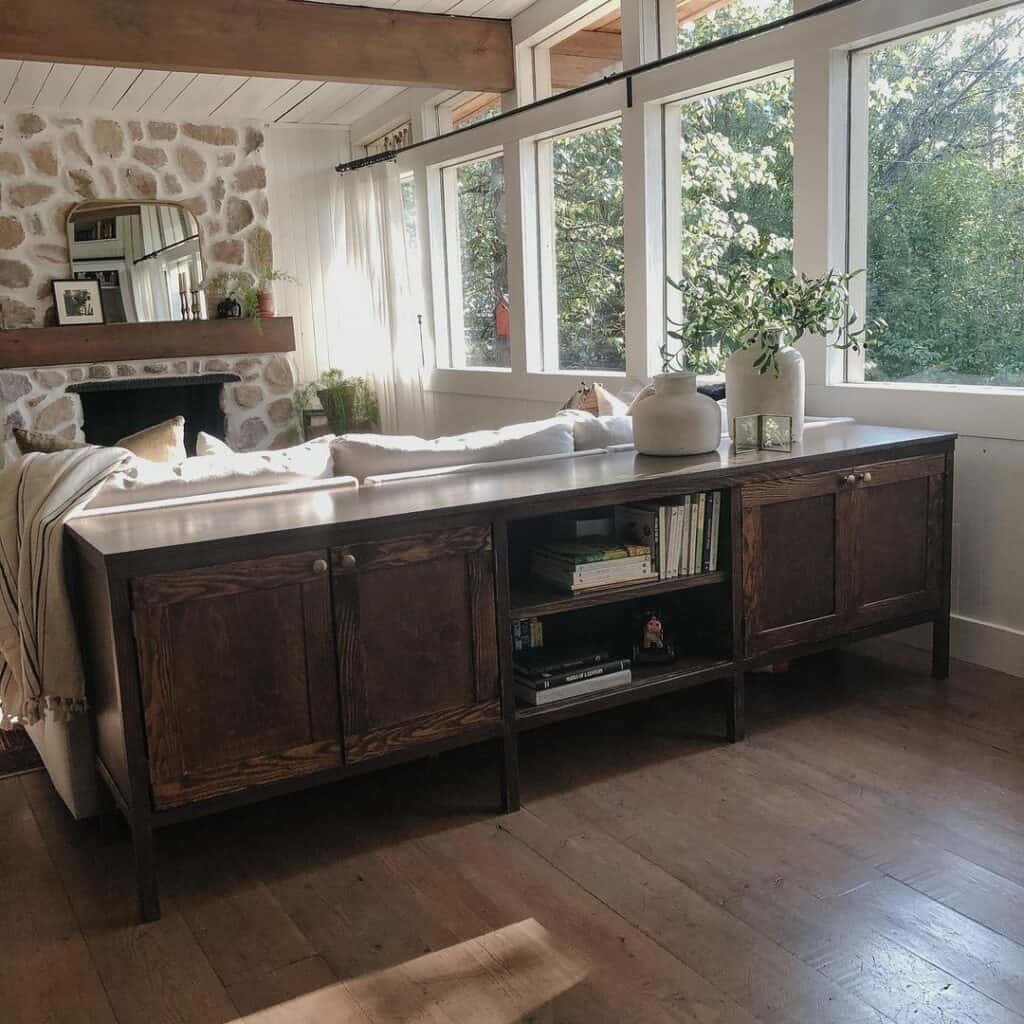 Dark Stained Wood Sideboard for Living Room