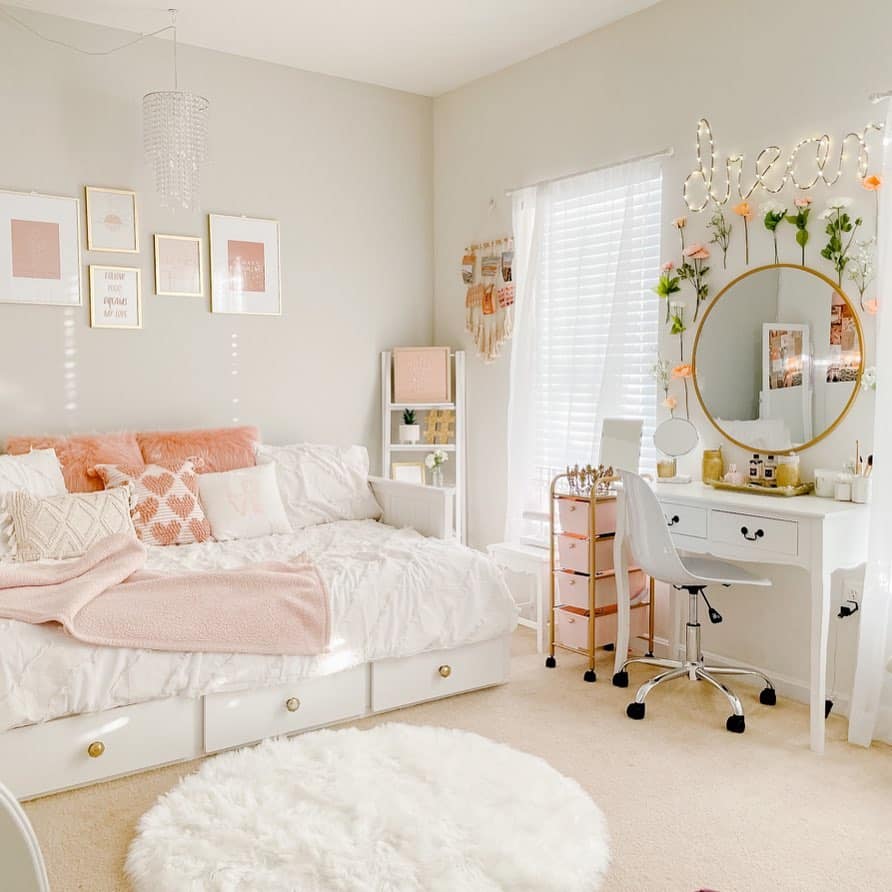 Daybed Covered in Textured Pillows