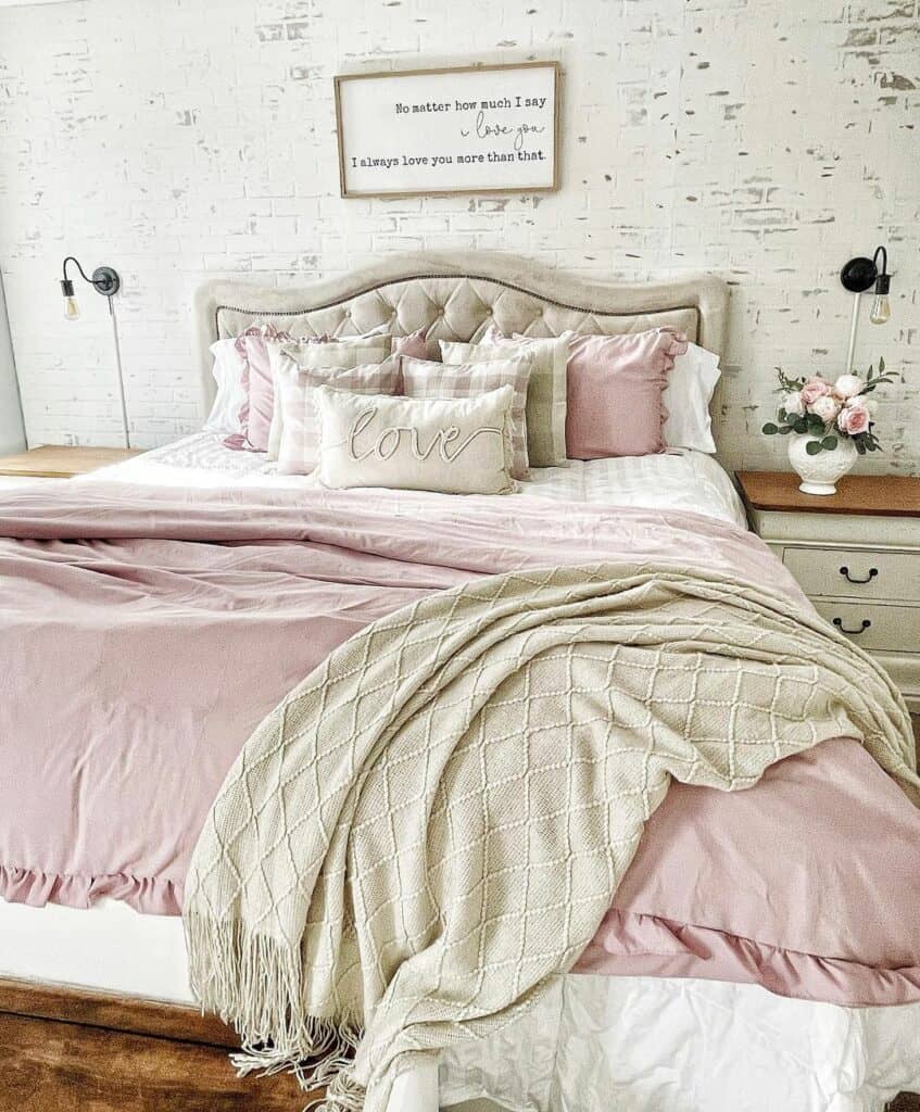Delightful Farmhouse Pink Bedroom