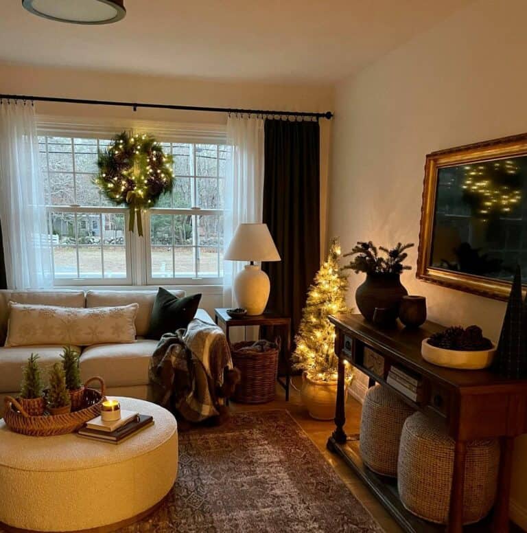 Dimly Lit Festive Living Room
