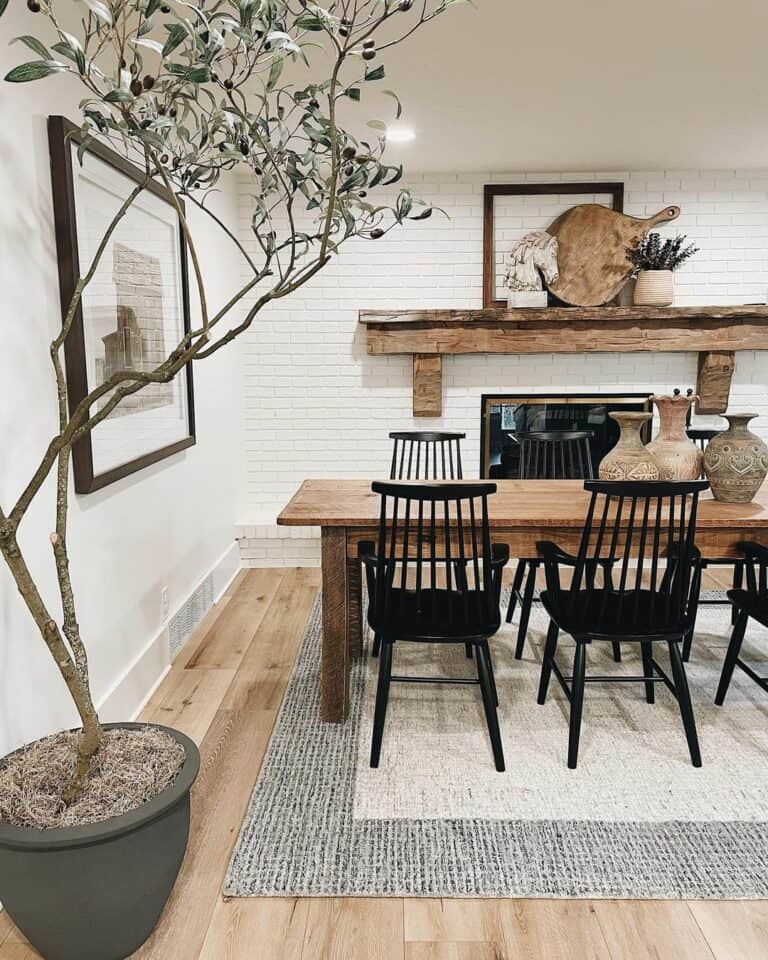 Dining Room With Wooden and White Elements