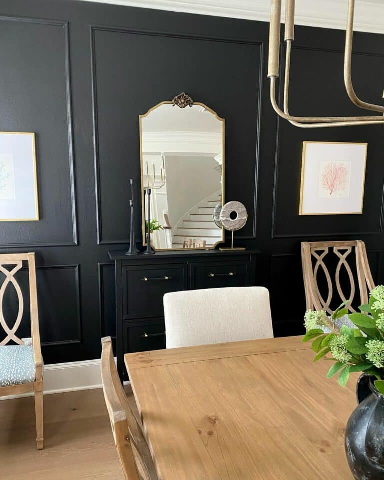 Dining Room with Black Picture Frame Molding