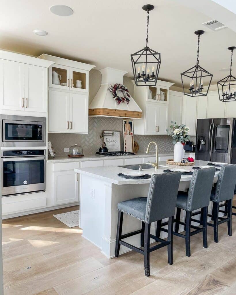 Distinctive White Kitchen With Farmhouse Accents