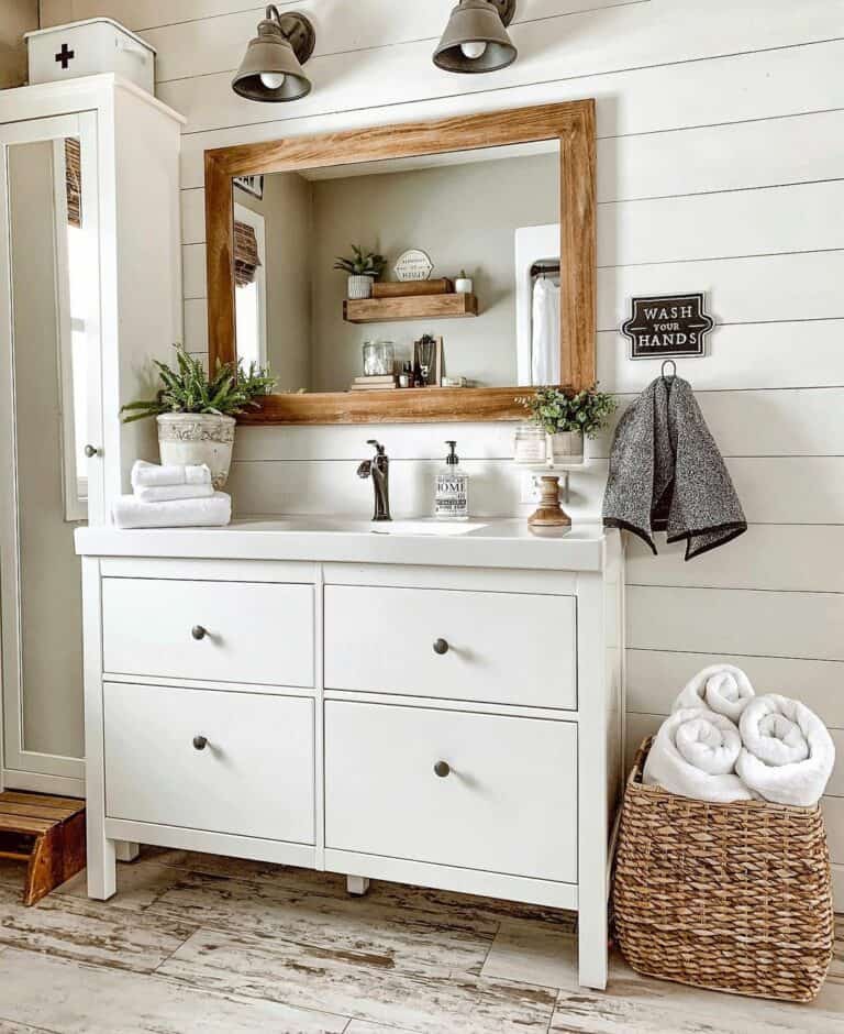 Double-door Storage Cabinet With White Vanity
