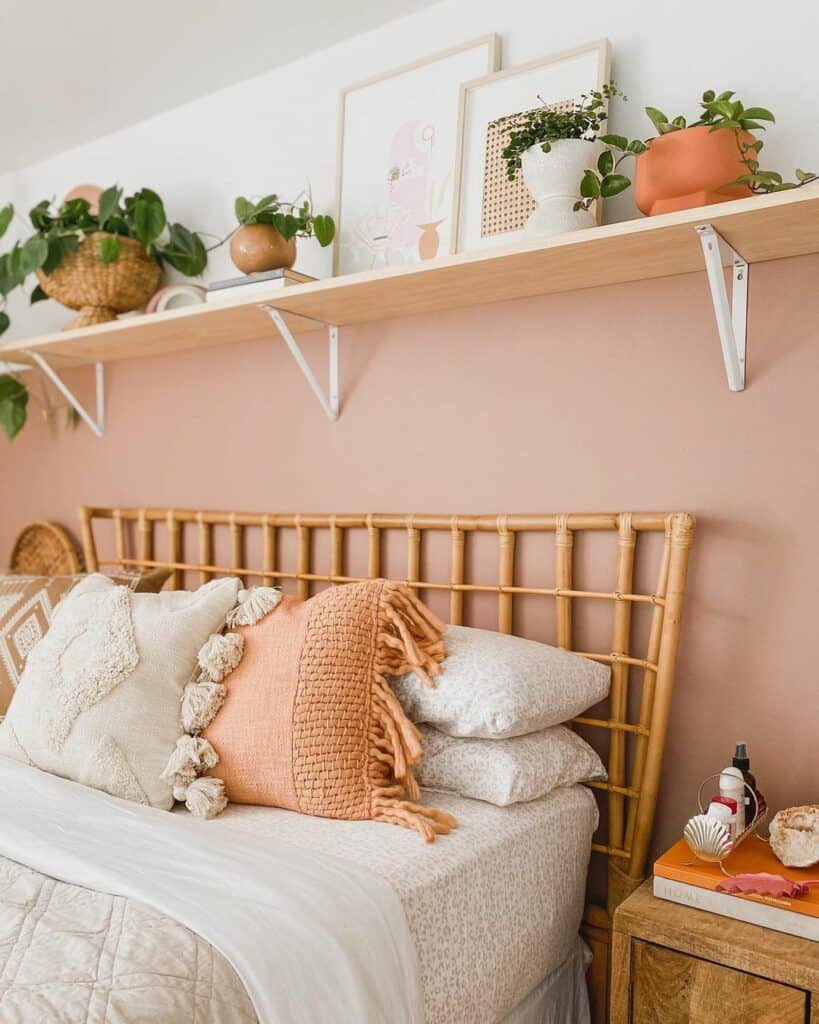 Dusty Pink Walls in Bohemian Bedroom