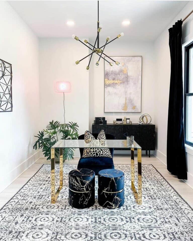 Dynamic Black and White Home Office