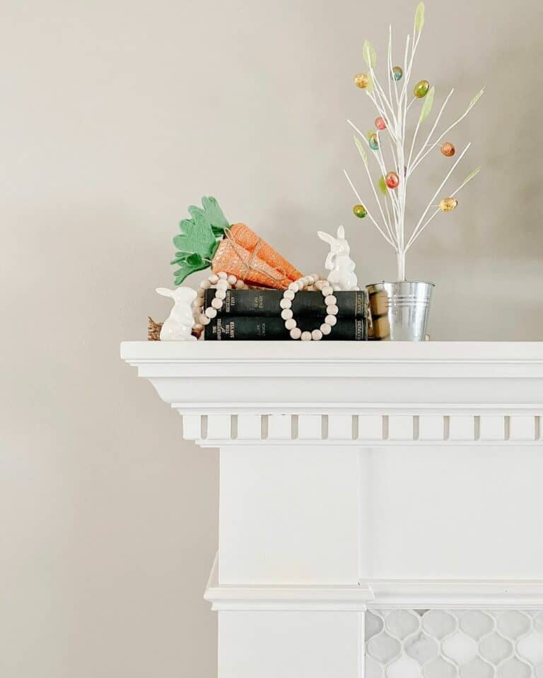 Easter Décor on White Mantel