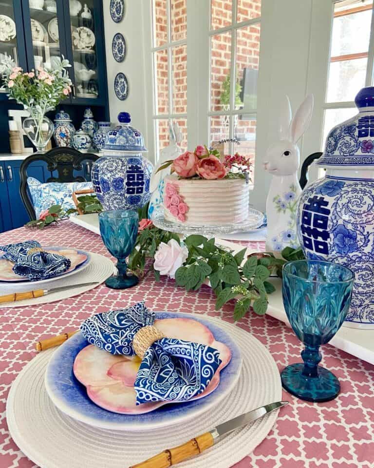 Elegant Blue Easter Table Design