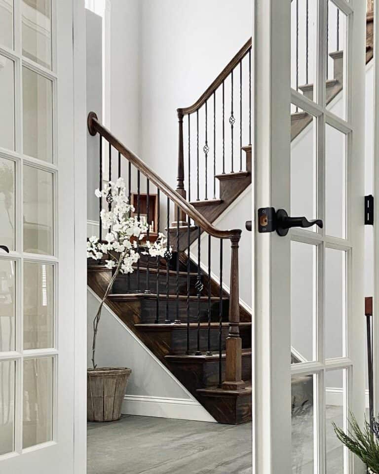 Elegant Dark Wood Staircase