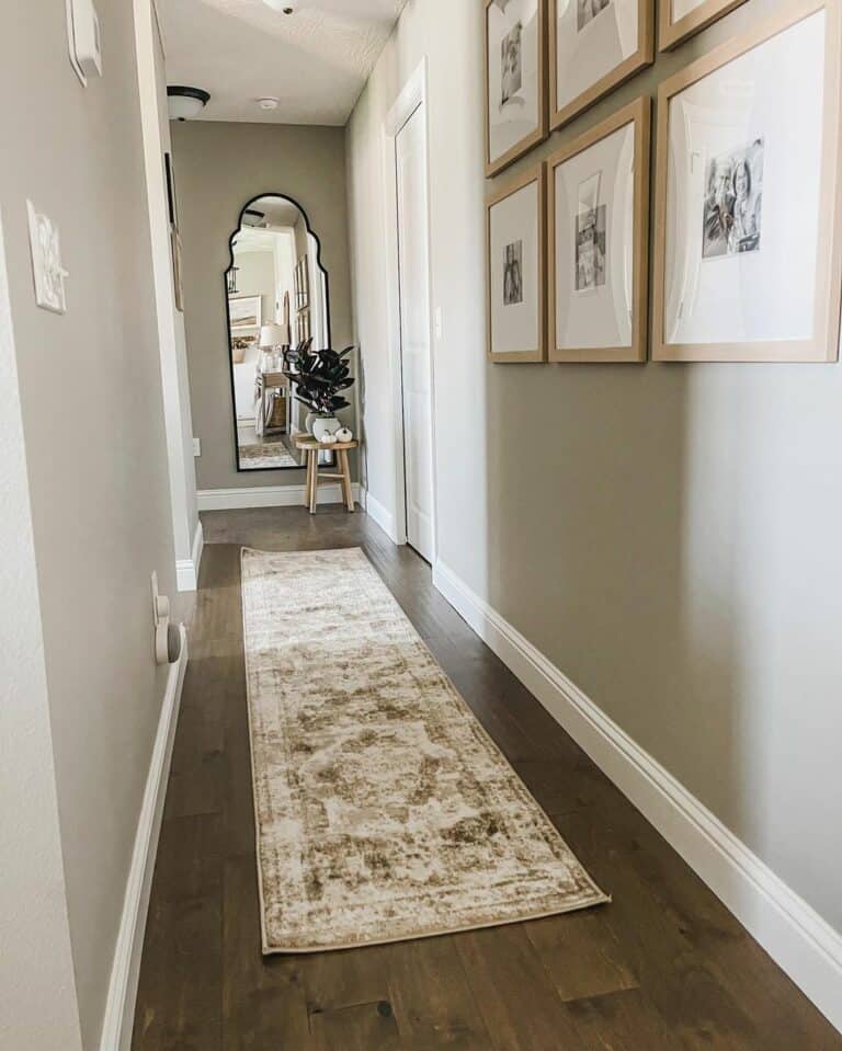 Elegant Floor Runner Enriches Long Hallway