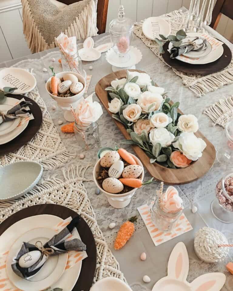Elegant Orange and White Easter Table Décor