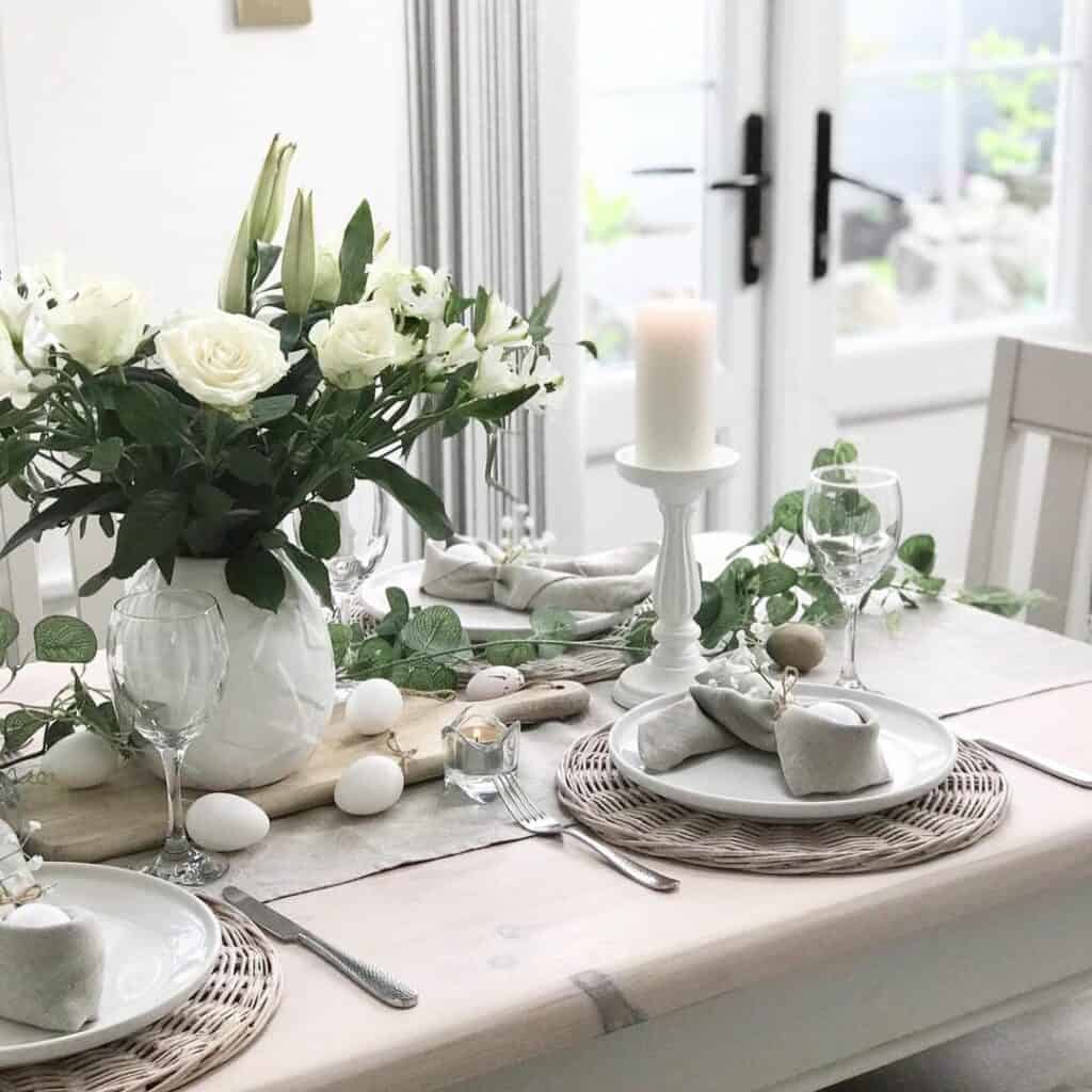 Elegant White Floral Easter Table Décor