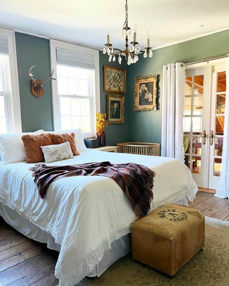 Enchanting Farmhouse Bedroom With Unique Framed Prints