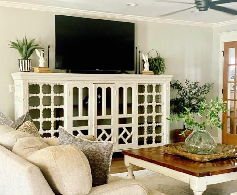 Enchanting Sideboard TV Center With Greenery