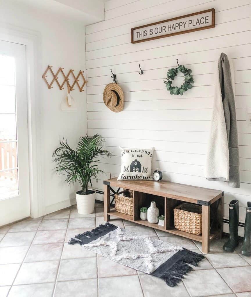 Entryway Mudroom Ideas With Stained Wood Bench Soul & Lane