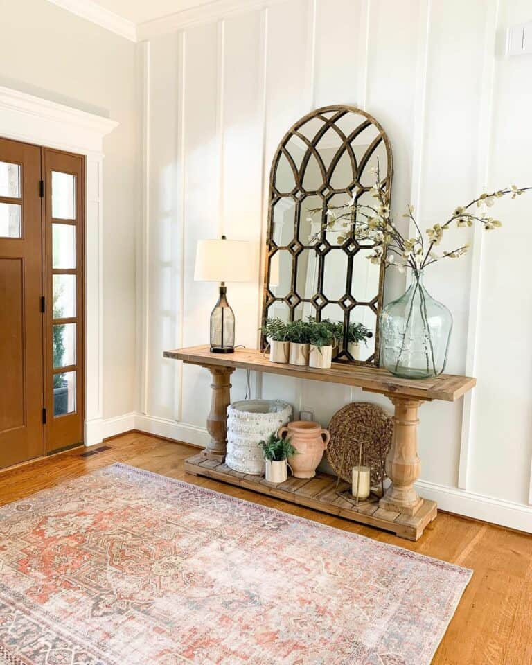 Entryway With Vintage Table Lamp