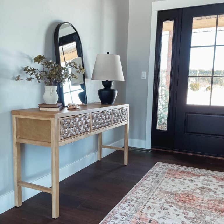 Entryway With Woven Drawer Console Table