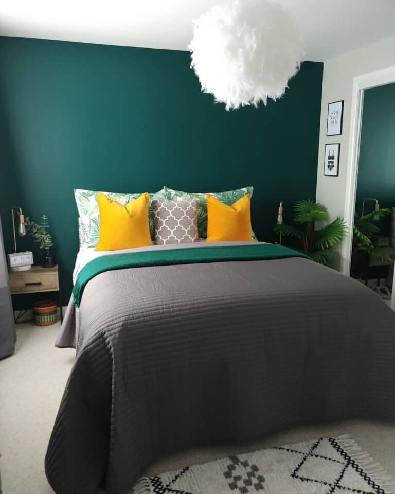 Evergreen Accent Wall Small Master Bedroom Ideas