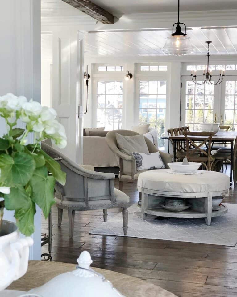 Exposed Beams and Shiplap Ceiling