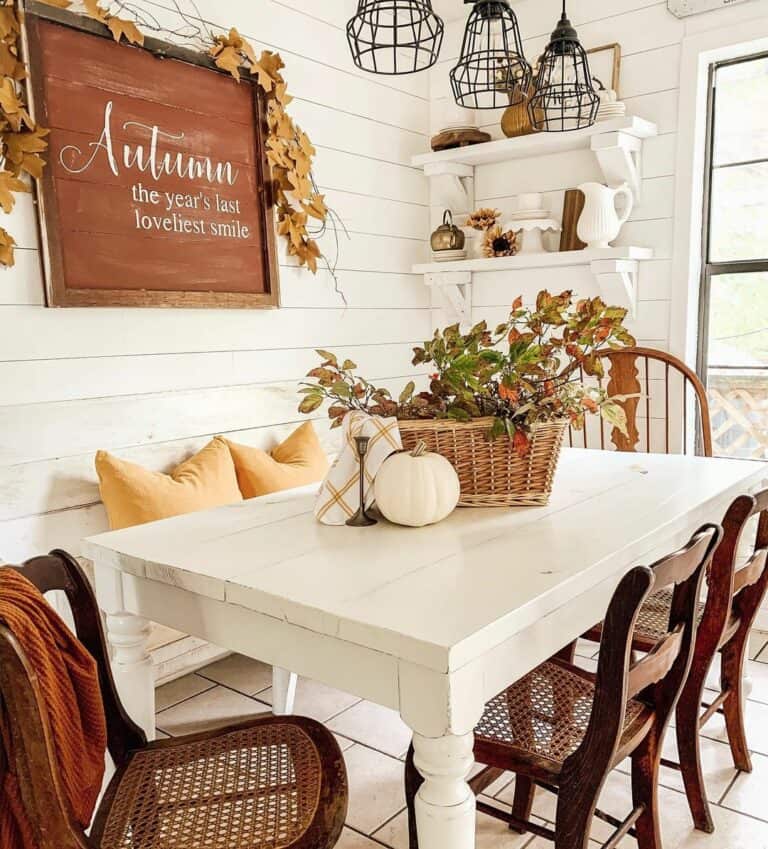 Fall-inspired Dining Room in White and Wood