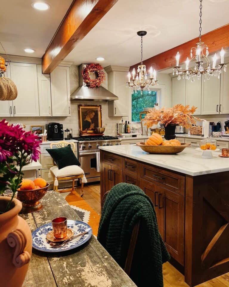 Fall-inspired Kitchen With Vintage Island
