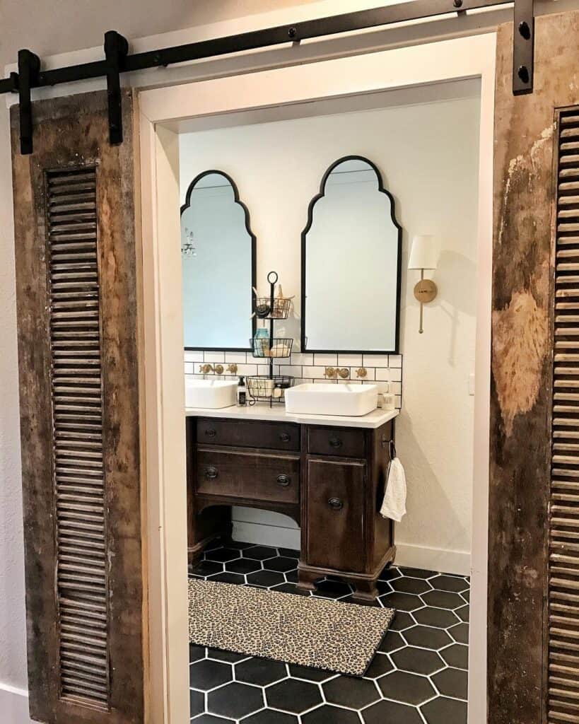 Farmhouse Bathroom With Black