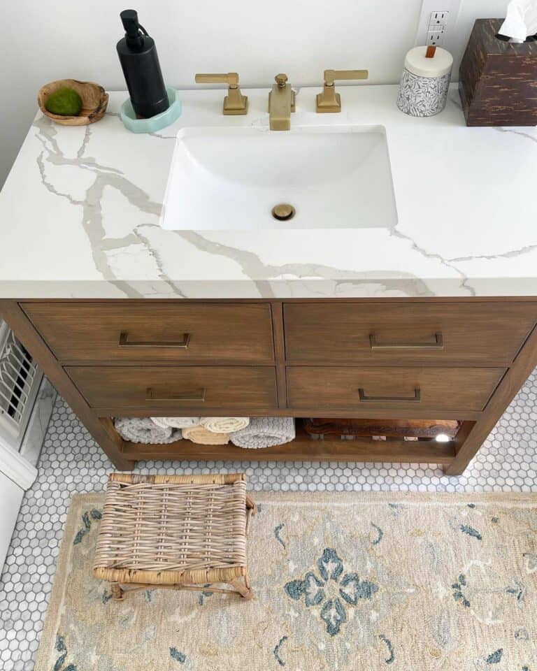 Farmhouse Bathroom With Marble Countertop