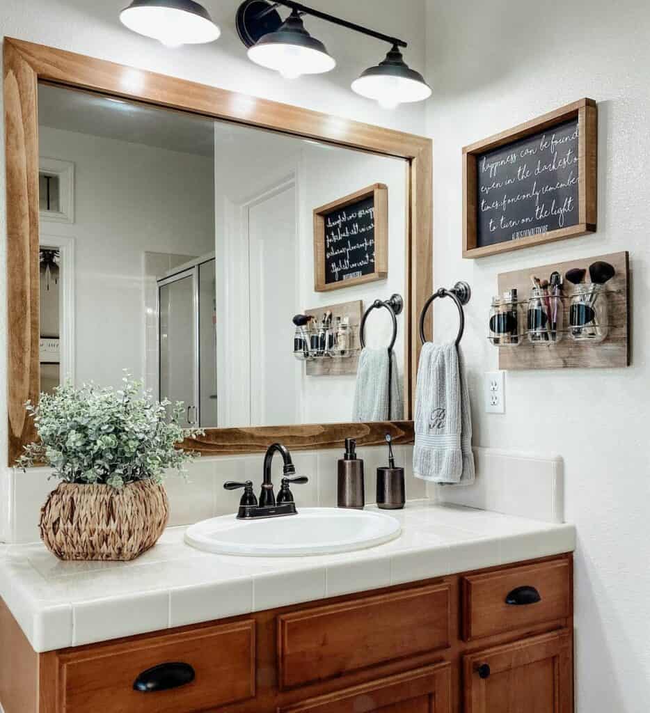 Farmhouse Bathroom With White Countertop