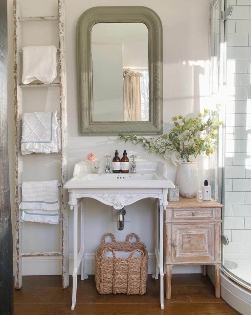 Farmhouse Bathroom With White Sink