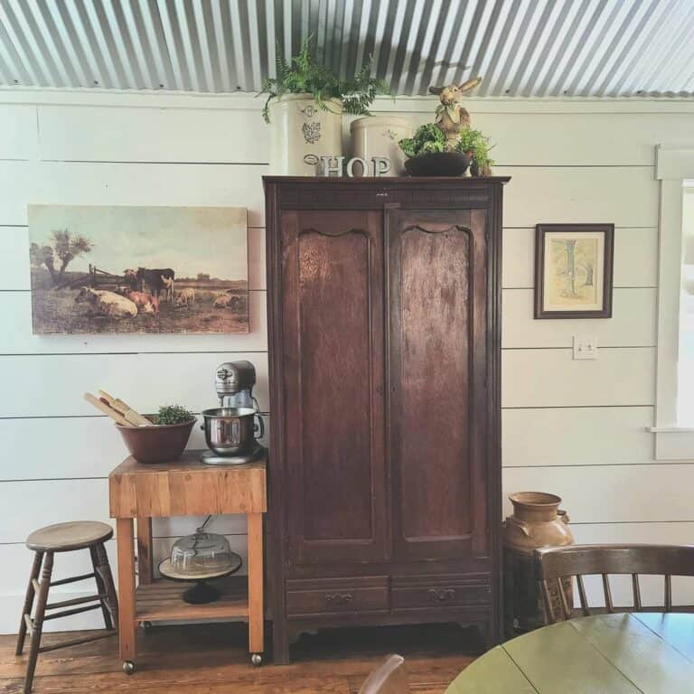 Farmhouse Dining Room With Vintage Accents