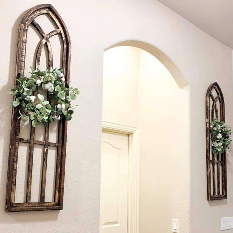Farmhouse Doorway With Rustic Wooden Window Frames