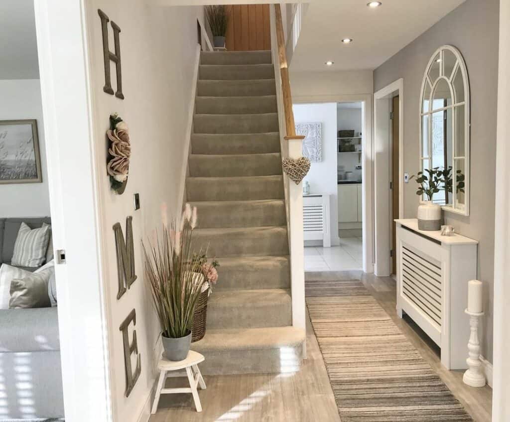 Farmhouse Hallway With Decorative Plants