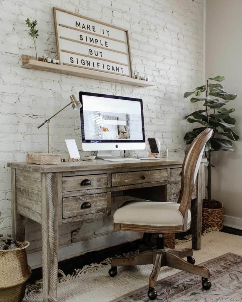 Farmhouse Home Office With Wooden Desk