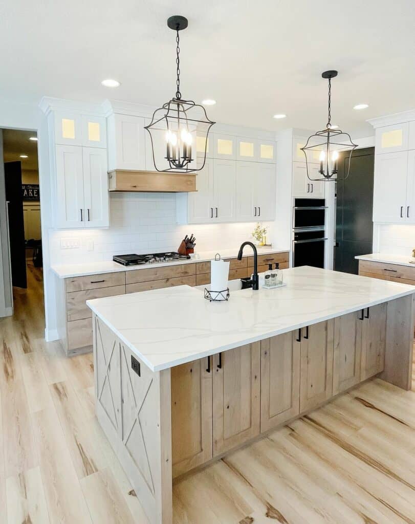 Farmhouse Kitchen Island With White Quartz Countertops - Soul & Lane