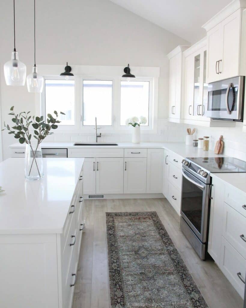 Farmhouse Kitchen Windows With Sconces