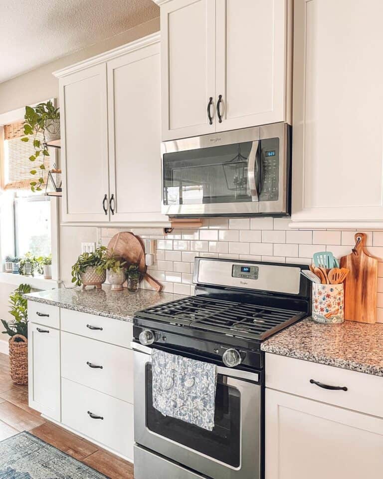 Farmhouse Kitchen With Mounted Microwave