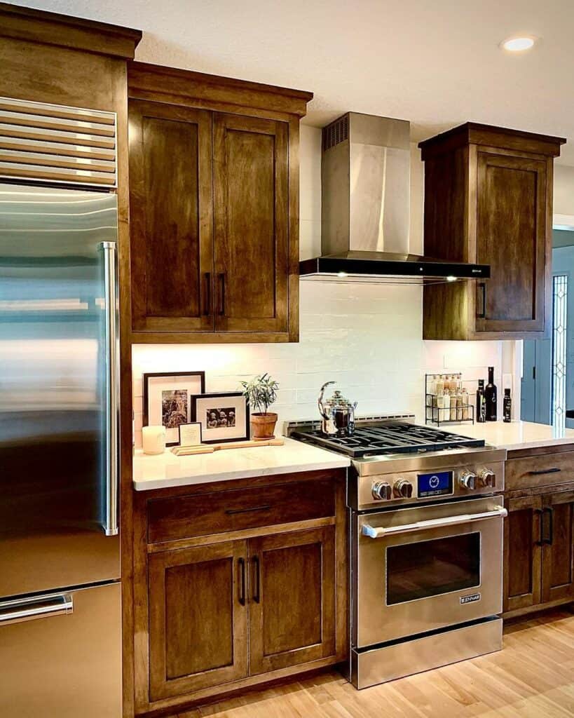 Farmhouse Kitchen With Rustic Wood Cabinetry