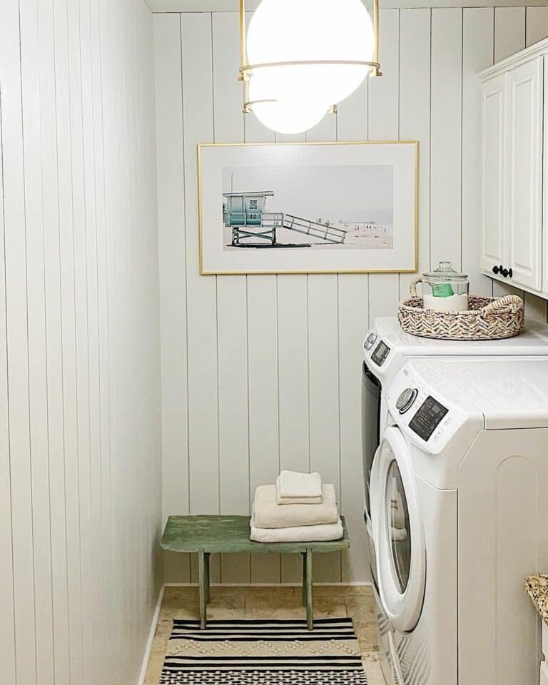 Farmhouse Laundry Room With White Shiplap Wall - Soul &amp; Lane