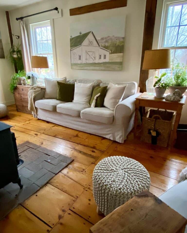 Farmhouse Living Room With Rustic Wall Décor
