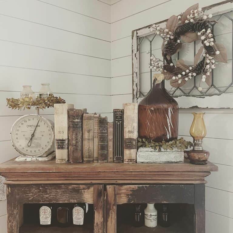 Farmhouse Living Room With Shiplap Wall