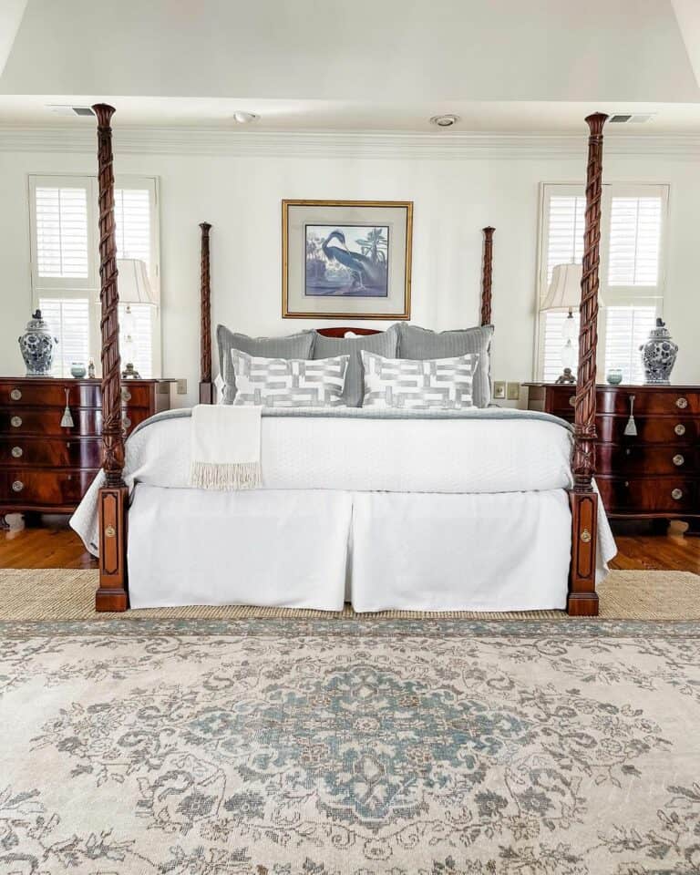 Farmhouse Master Bedroom With Canopy Bed