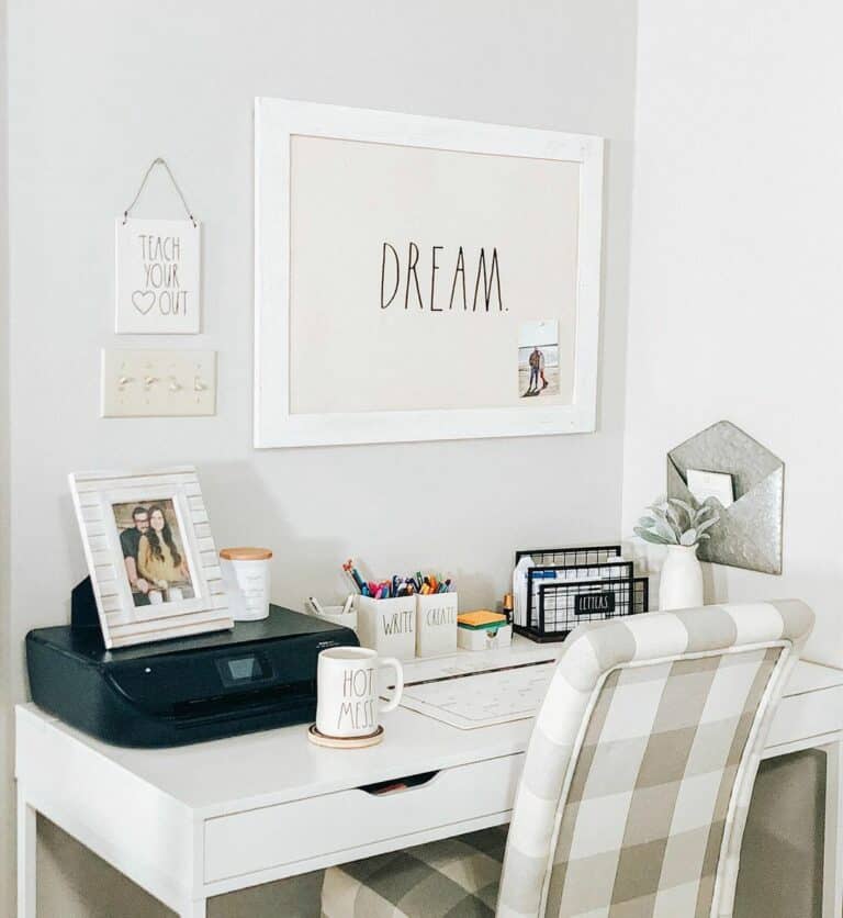Farmhouse Styling for Neutral Office Nook