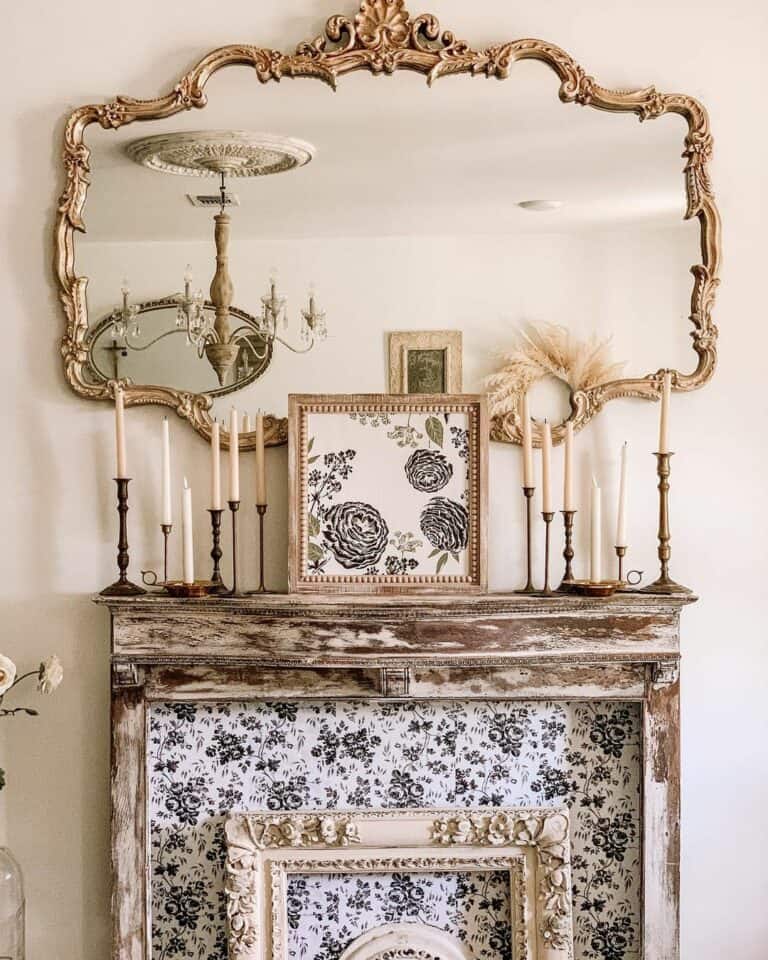 Farmhouse-inspired Fireplace With Rustic Wooden Mantel