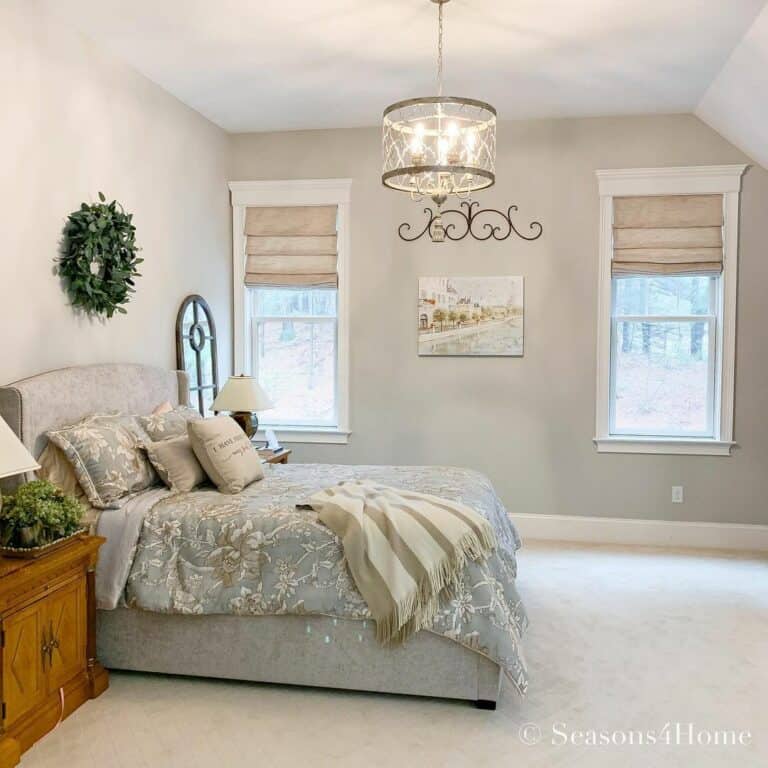 Farmhouse-inspired Master Bedroom Lighting Idea