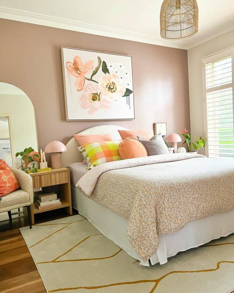 Feminine Pink Bedroom With Floral Print