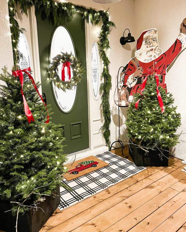 Festive Entry With Green Front Door