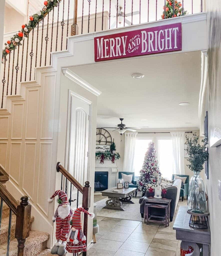 Festive Entryway with Red Décor