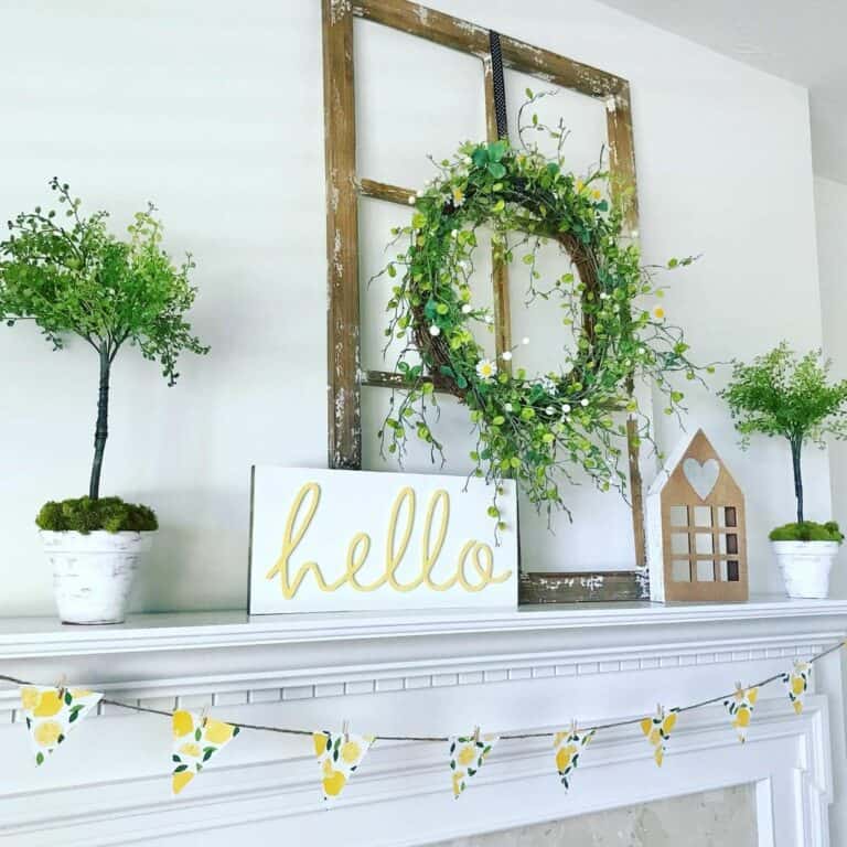 Fireplace Décor for Summer With Lemon Bunting Banner